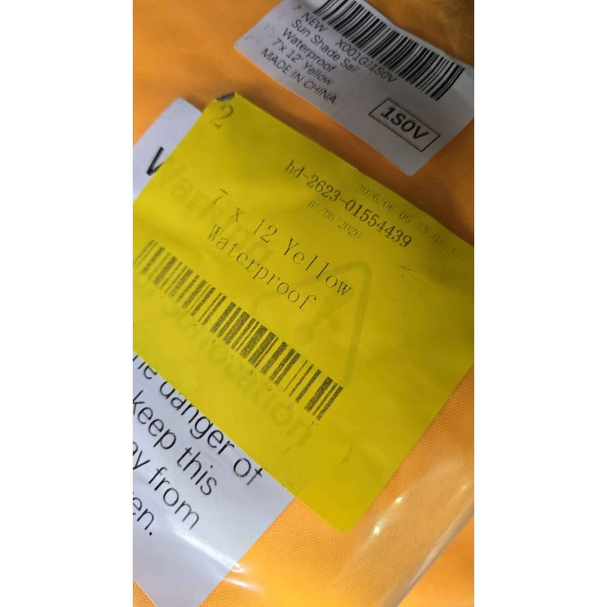 Colourtree 12 x 7 ft Waterproof Sun Shade Sail, Yellow, 220 GSM (New)