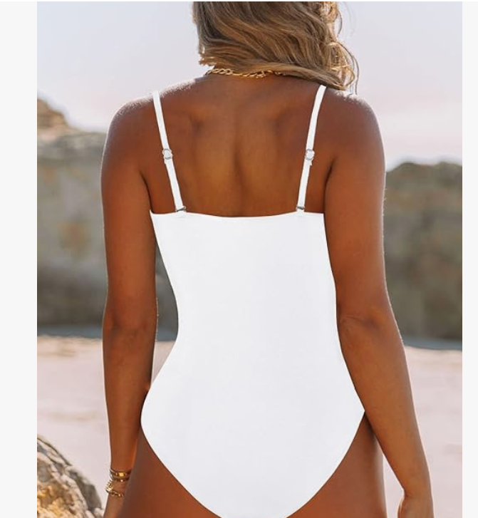 Viottiset Strapless Bandeau Cutout One Piece Swimsuit – White – 2XL