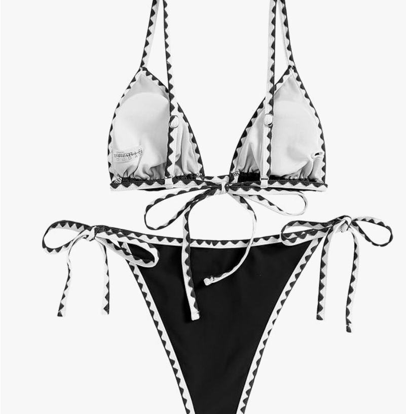 ZAFUL Whip-Stitch Triangle Bikini Set – Black, Medium – NWT