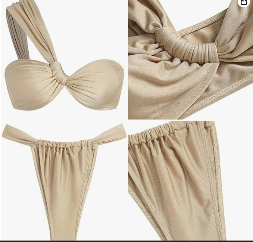 ZAFUL One-Shoulder Bikini Set – Beige, Large – NWT