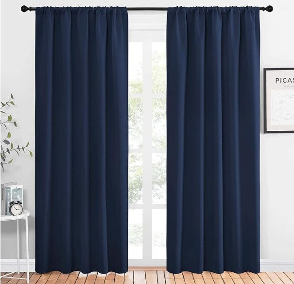 Nicetown Navy Thermal Blackout Curtains — 52 × 84 in