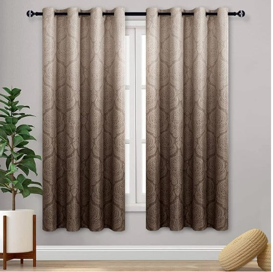 DWCN Brown Damask Ombre Blackout Curtains — 52 × 72 in, 2 Panels
