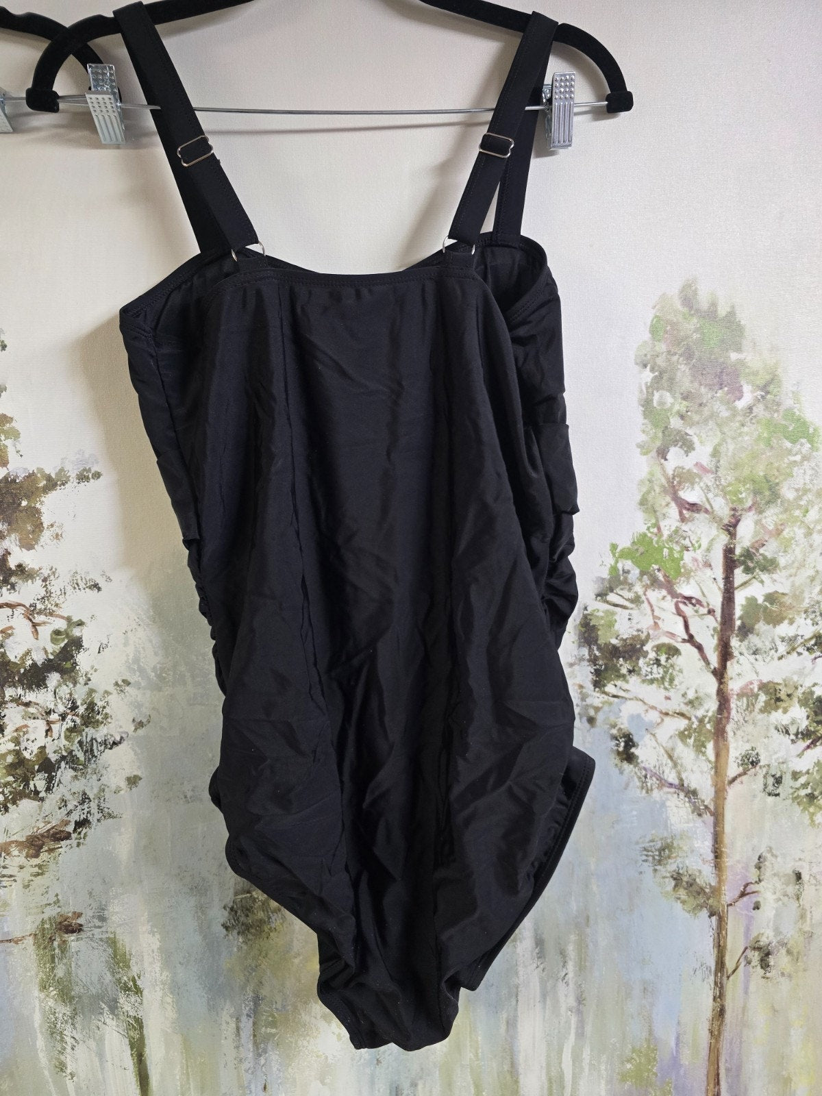 Aleumdr Halter Crisscross Ruched One Piece Swimsuit – Black – XL