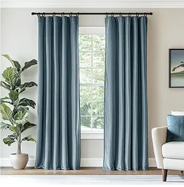 Jinchan Aegean Blue Velvet Curtain — 54 × 108 in, 1 Panel