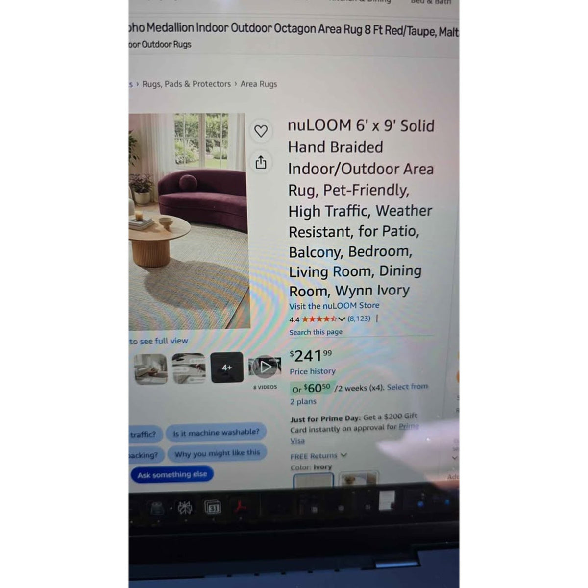 nuLOOM 6 x 9 Hand Braided Indoor/Outdoor Area Rug High Traffic