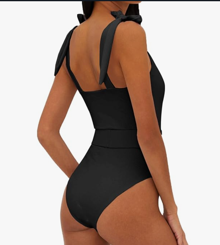 Saodimallsu Knit One-Piece Swimsuit – Black, Small – New