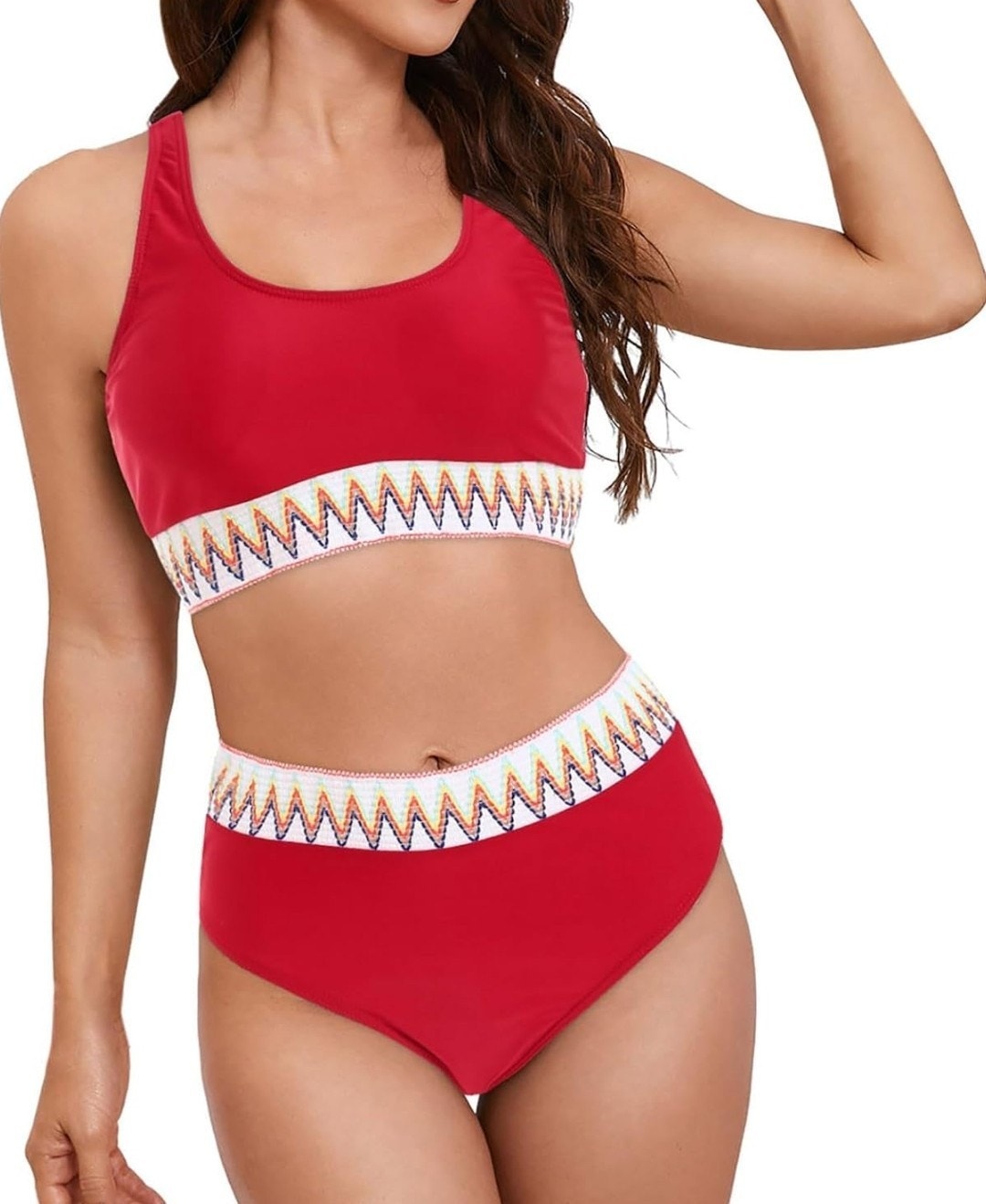AI’MAGE Sporty High-Waisted Bikini Set – Red, Large – NWT