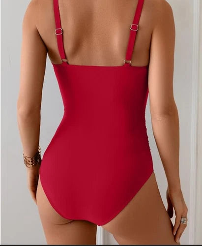 B2prity Underwire Ruched One Piece Swimsuit – Red – Large