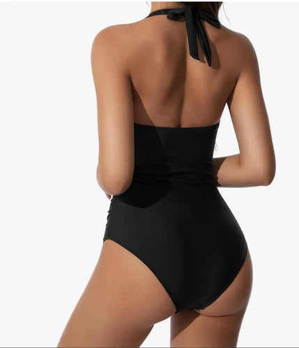 SUUKSESS Halter Push-Up One Piece Monokini – Black – Medium