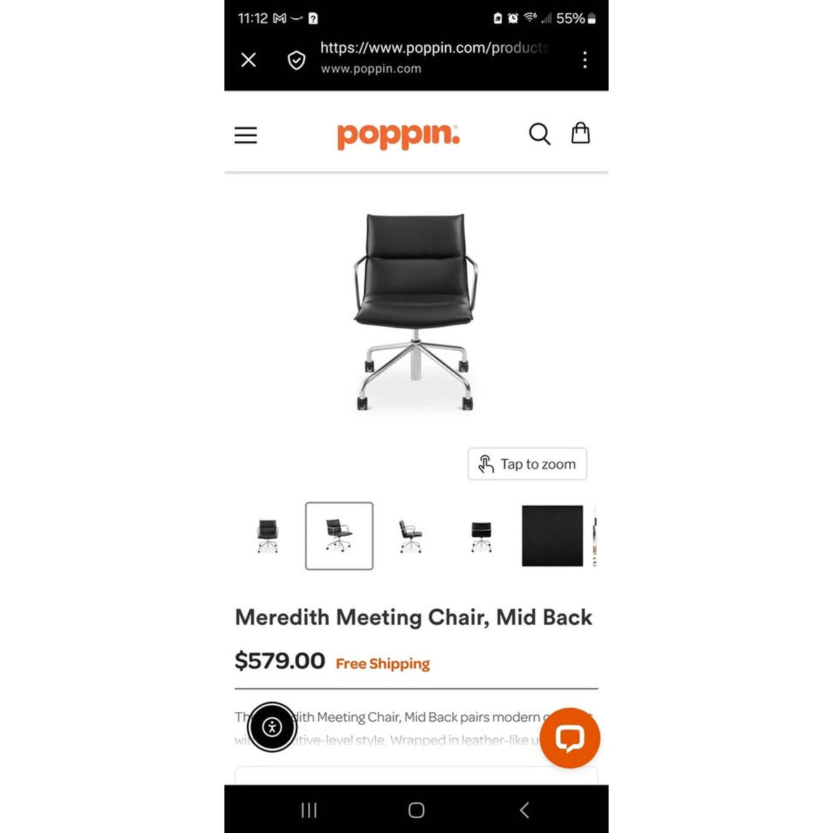 Poppin Meredith Meeting Chair - Mid Back Office Chair