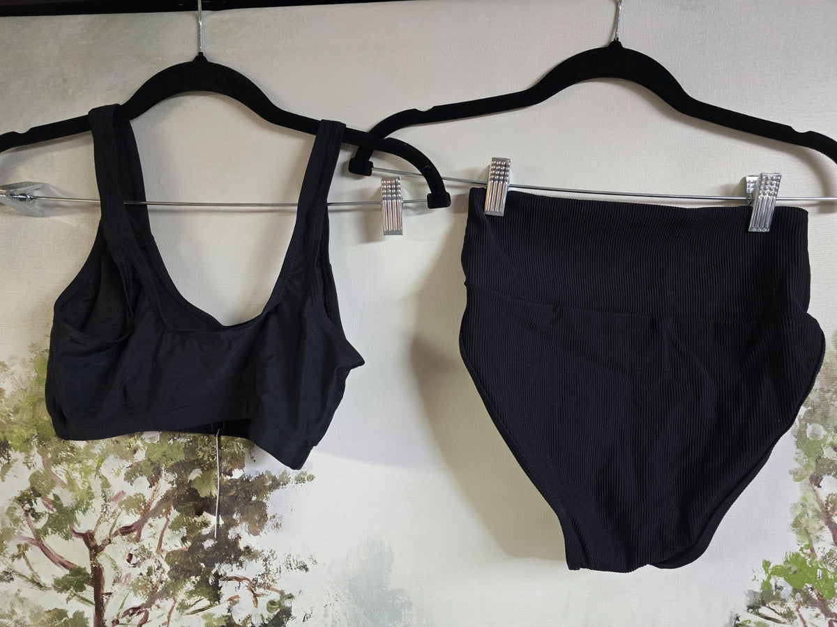 Tempt Me Scoop-Neck Bikini Set – Black, XS – NWT