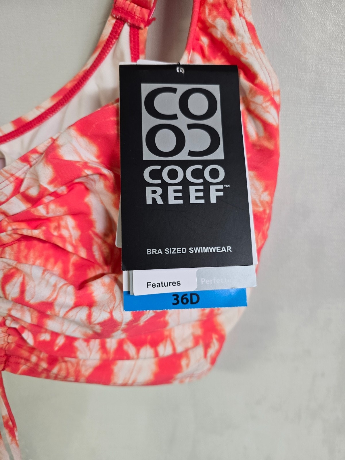 COCO REEF Elevate Underwire Bikini Top – Papaya Tie Dye, 36D – NWT
