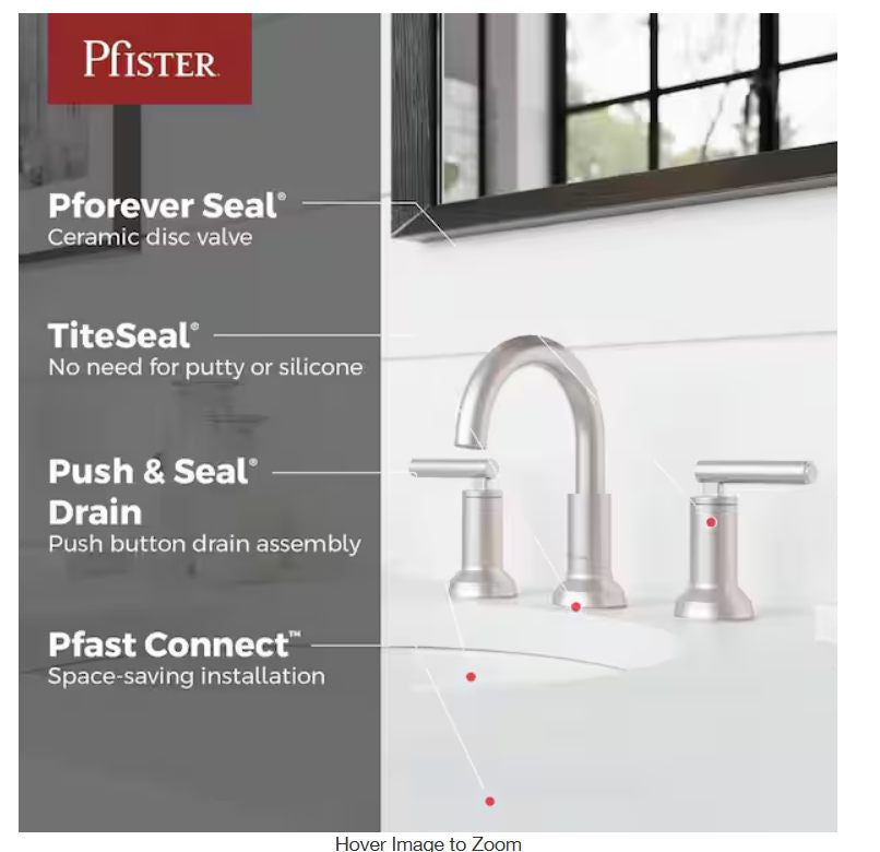 Pfister Capistrano 2-Handle 8" Widespread Bathroom Faucet Spot Defense Brushed Nickel - UNUSED