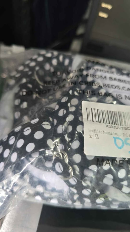 Modihito Ruffle Bikini Set – Black & White Dots, Medium – New with Tags