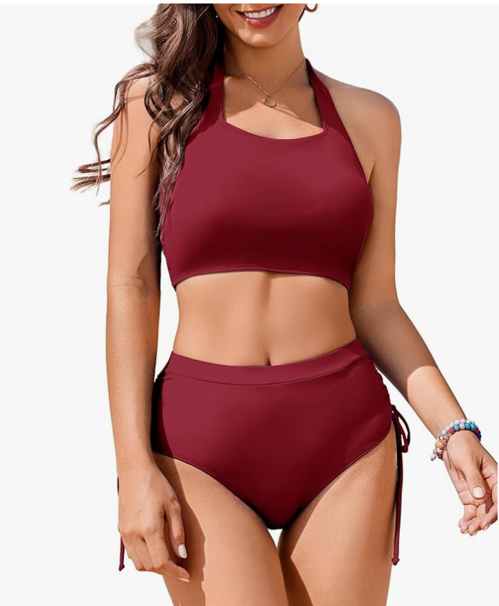 AI’MAGE High-Waisted Bikini Set – Wine Red, 2XL – NWT