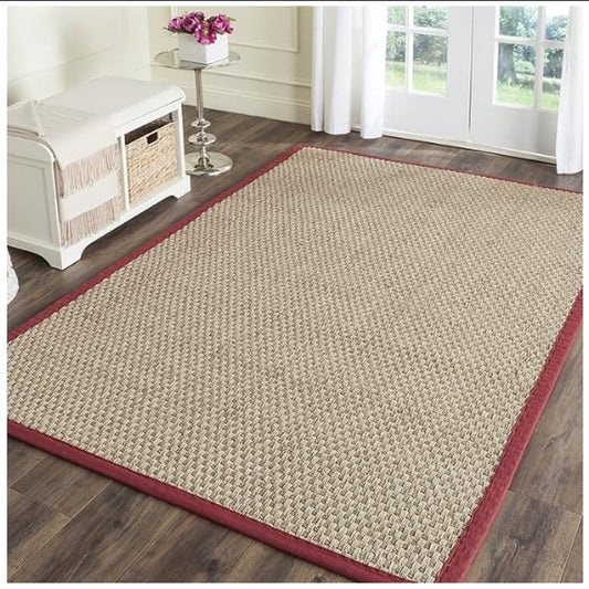 SAFAVIEH Natural Fiber Arbor Bordered Area Rug, Natural/Beige, 6x9 Square