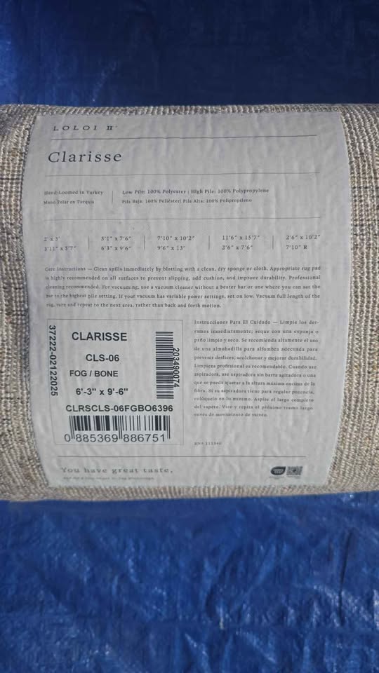 New Loloi Clarissa Fog / Bone 6'3 x 9'6" Area Rug
