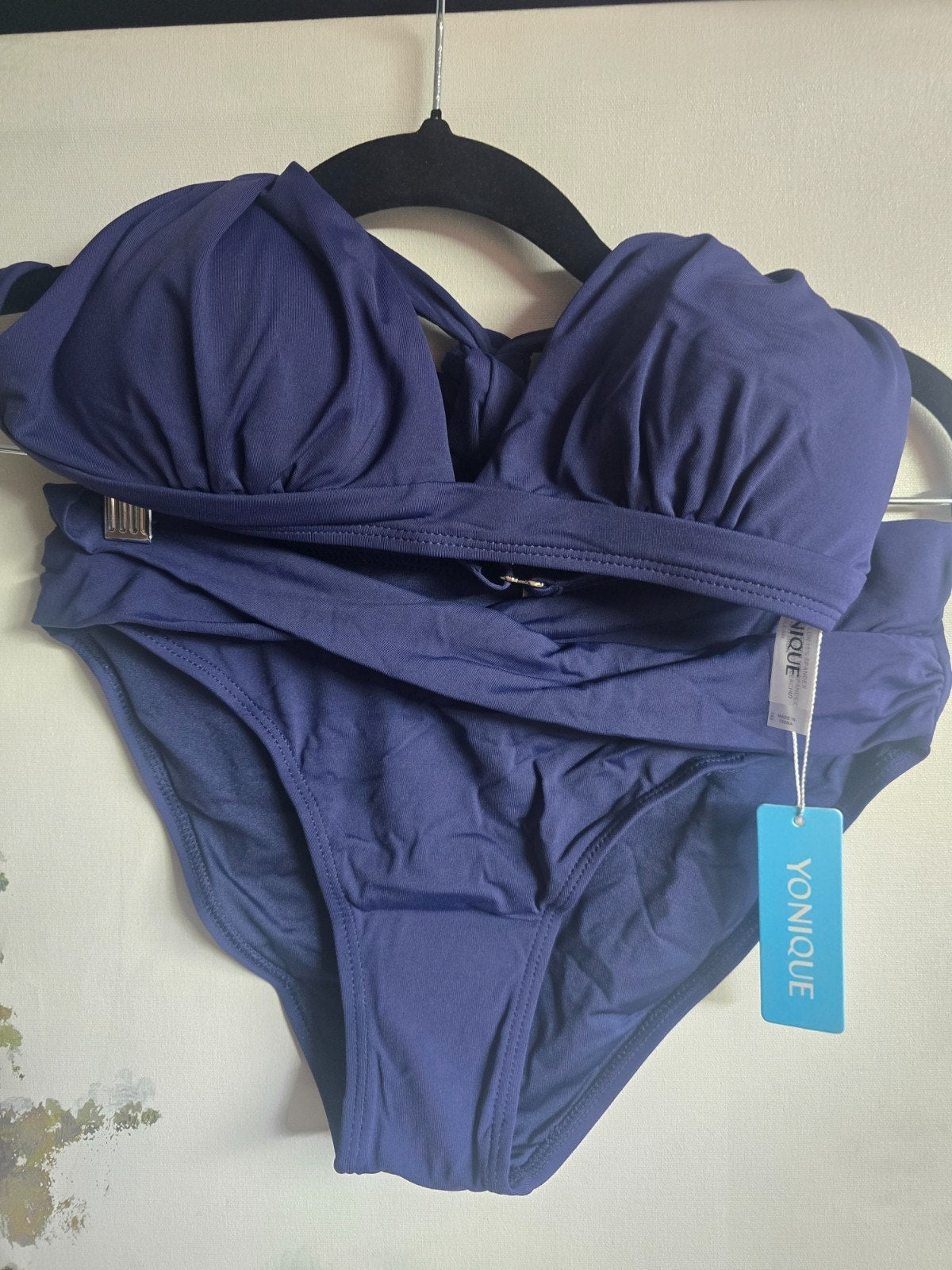 Yonique Halter Push-Up Bikini Set – Navy Blue, Small – NWT
