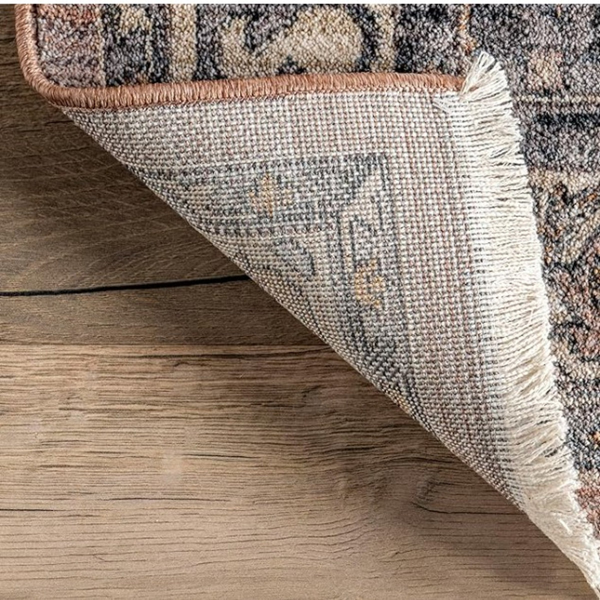 nuLOOM Fringed Performance Kelsee Rust/Ivory, 6' Square, Faded Oriental