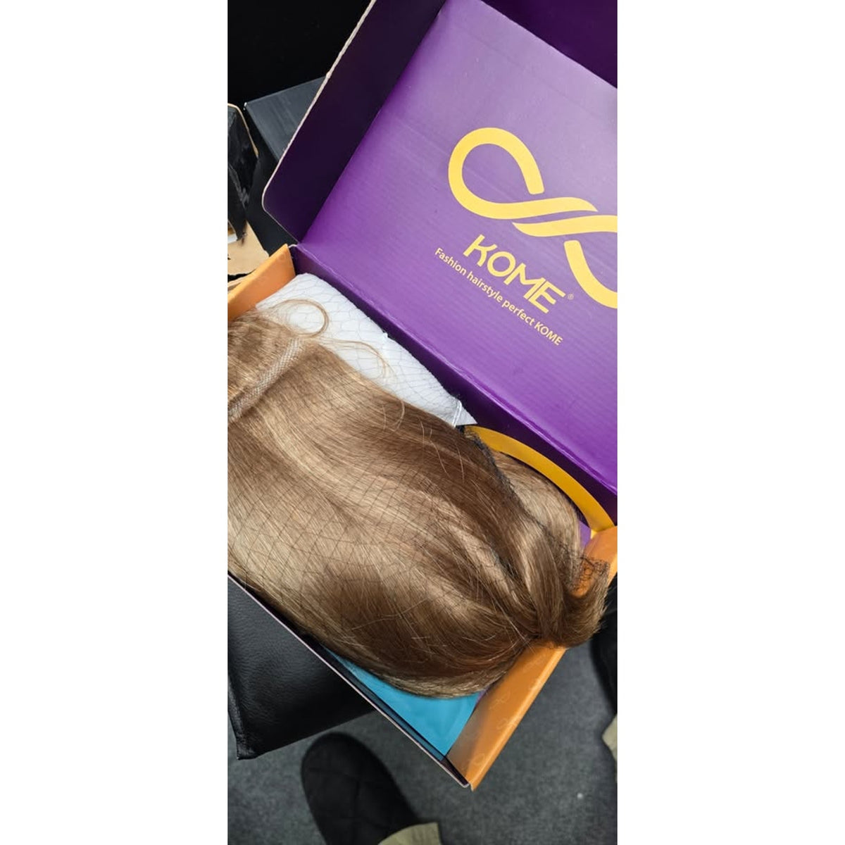 KOME Brown mix Blonde Lace Front Wig, Side Part Short Layered Straight Glueless Bob Wig 12IN