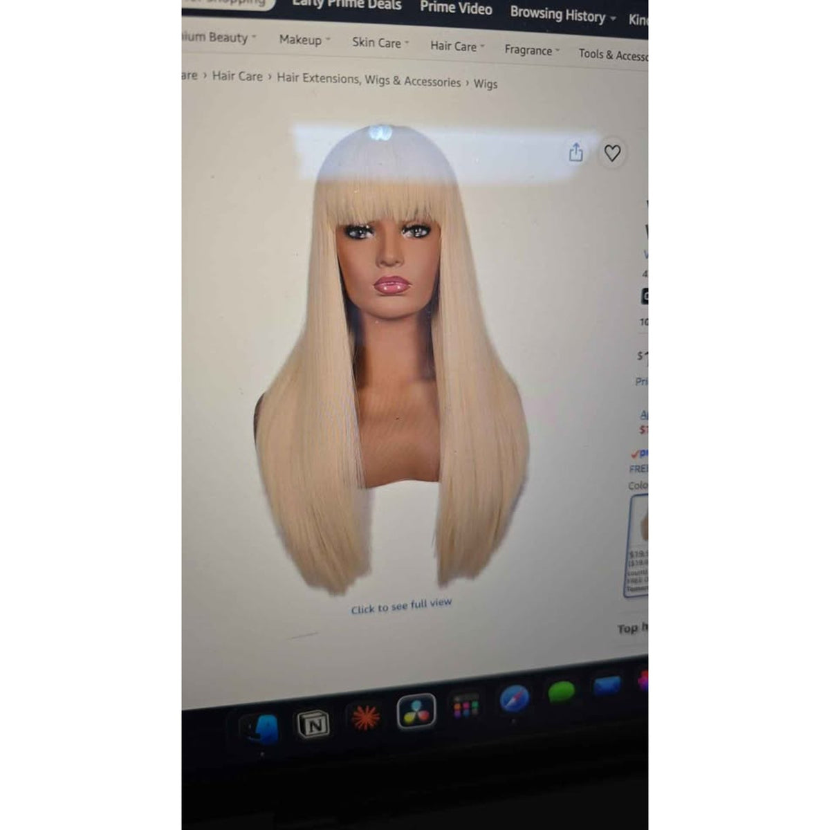 New Morvally 26" Blonde Wig with Bangs