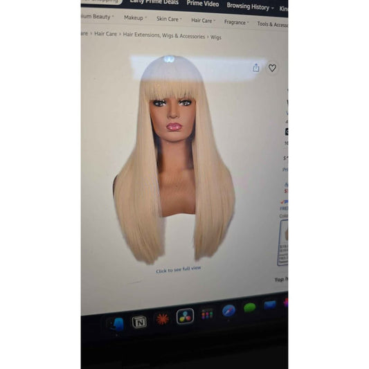 New Morvally 26" Blonde Wig with Bangs