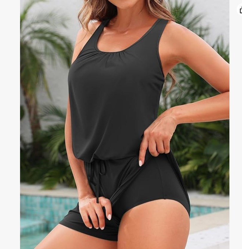 Tempt Me Swim Romper with Pockets – Black, Small – New