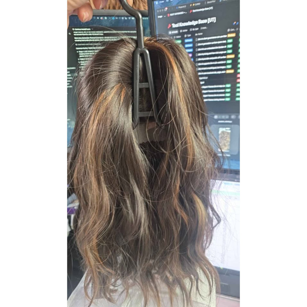 Novastel Ombre Blond Ash Wavy Wig - Human Hair Medium Length 18"