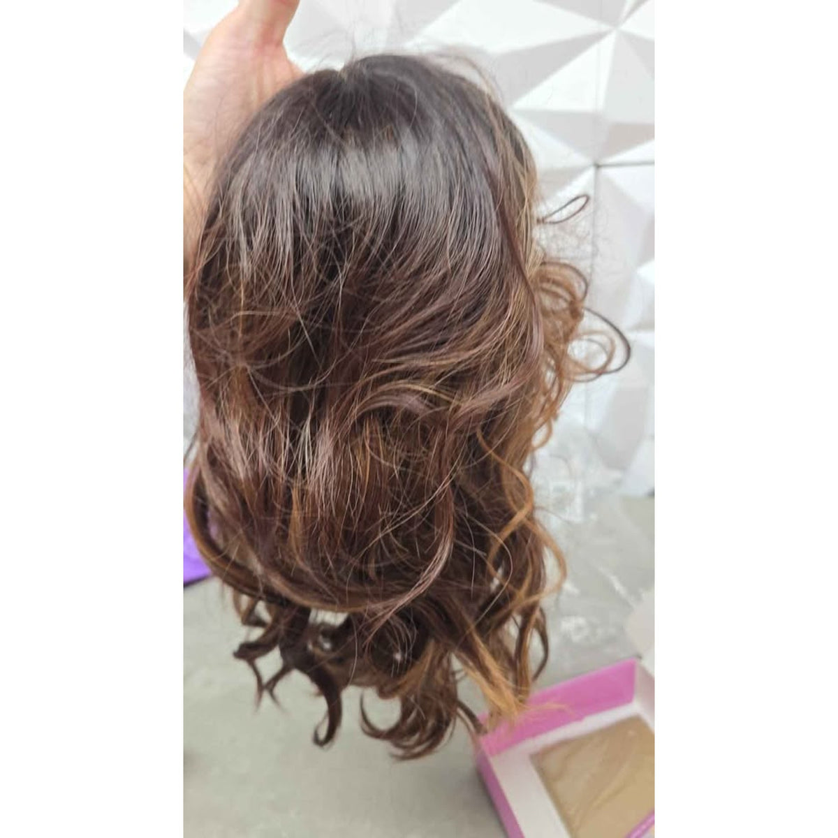 New AISI HAIR 14" Brown Chestnut Highlight Wig