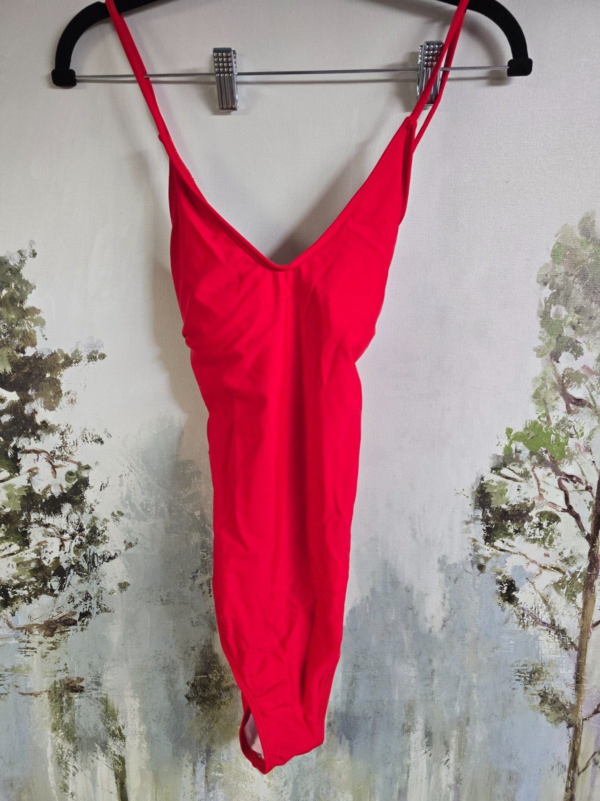 ATENGNES Cross-Back One-Piece Swimsuit – Red, Small – New