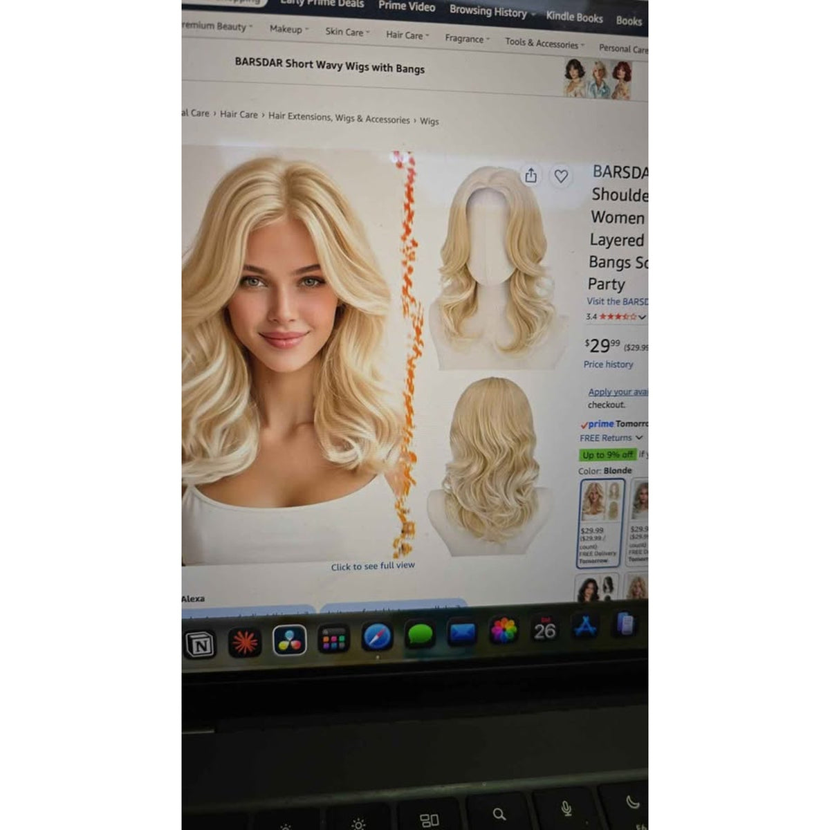 BARSDAR Short Wavy Lauered Blonde Wig 16"