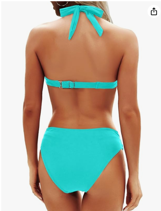 Yonique Halter Push-Up Bikini Set – Aqua Green, XS – NWT