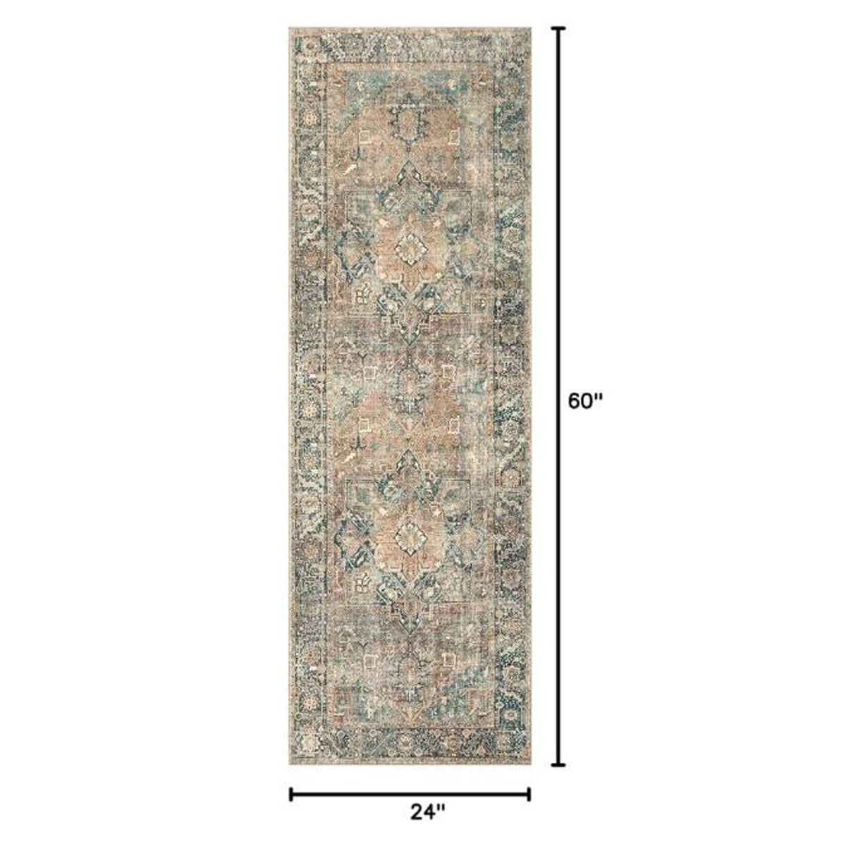 NEW Loloi Margot Collection MAT-02 Terracotta/Lagoon 2'-0" x 5'-0" Accent Rug feat.
