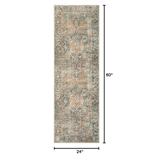 NEW Loloi Margot Collection MAT-02 Terracotta/Lagoon 2'-0" x 5'-0" Accent Rug feat.