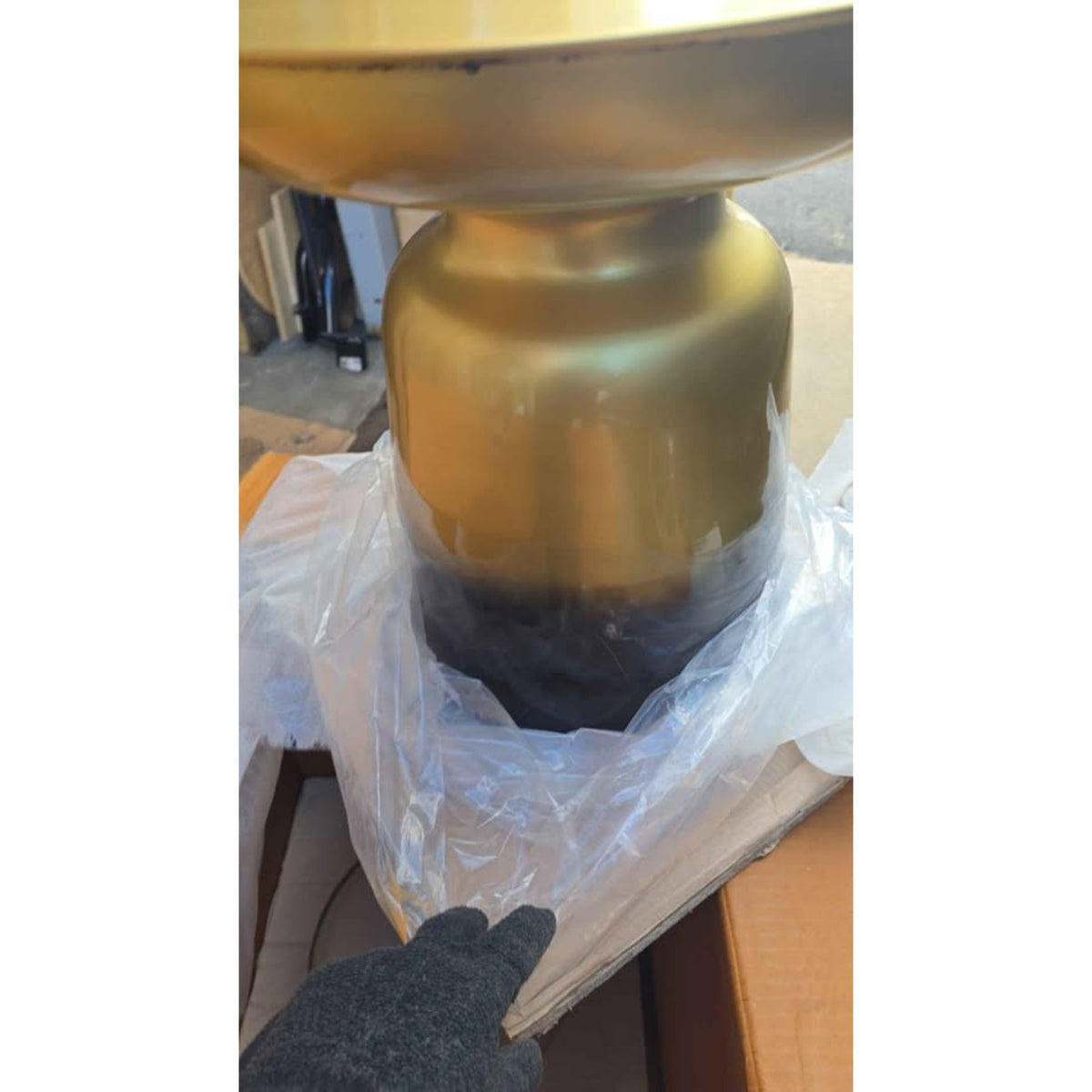 SIMPLIHOME Toby Metal Table - 17 inch Wide Solid Iron Drum Accent Table in Gold and Black Ombre