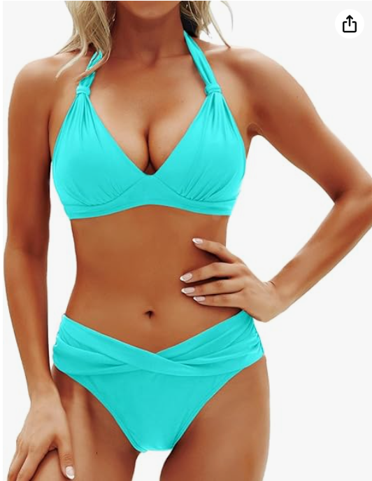 Yonique Halter Push-Up Bikini Set – Aqua Green, XS – NWT