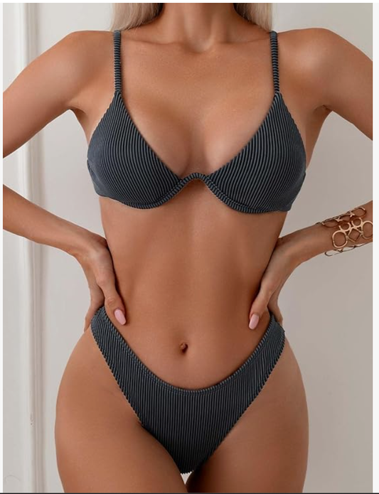 BYINDED Underwire Thong Bikini Set – Light Purple, XL – New