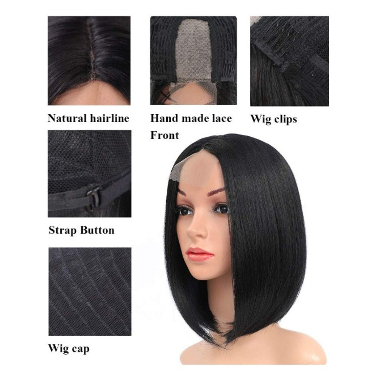 JOLNVCA Black Bob Wigs Straight Short Wigs