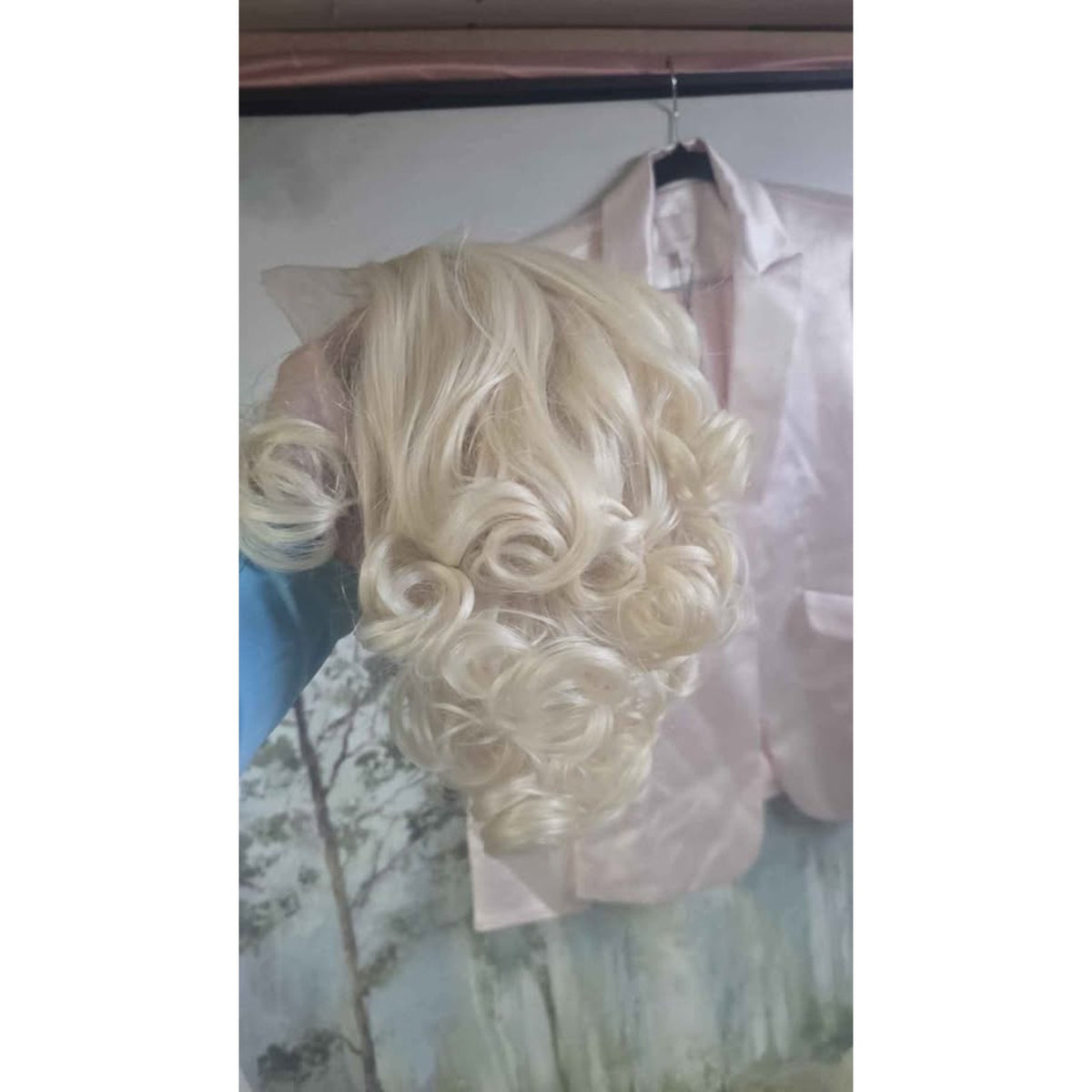 ANOGOL Hair Cap+ 13 * 1 Middle Part Light Blonde Lace Front Wig Synthetic Hair Short Curly Bob