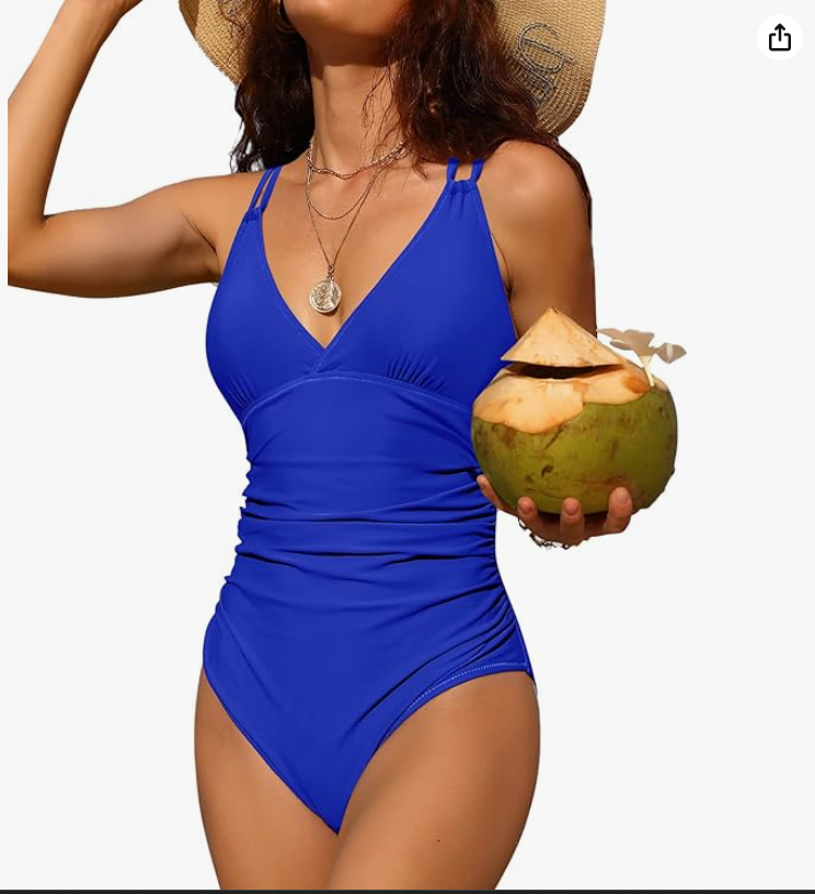 Charmo Ruched One-Piece Swimsuit – Klein Blue, Large – NWT