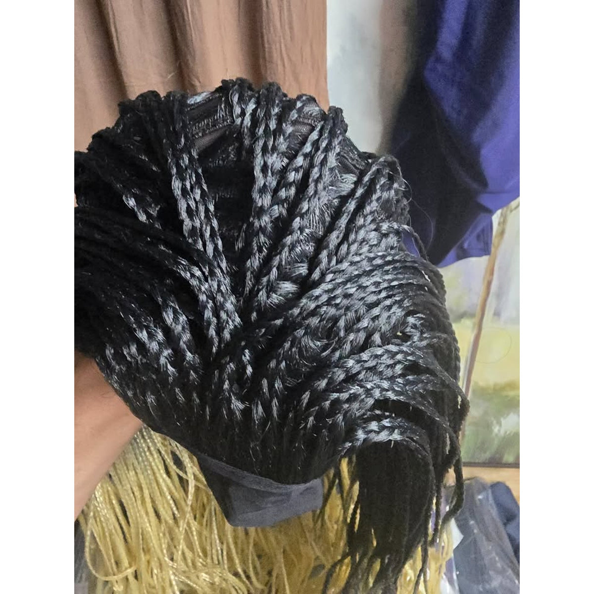 Box Braided Headband Wigs for Black Women Micro Braids 30 Inch Long Wigs Synthetic Small Braids