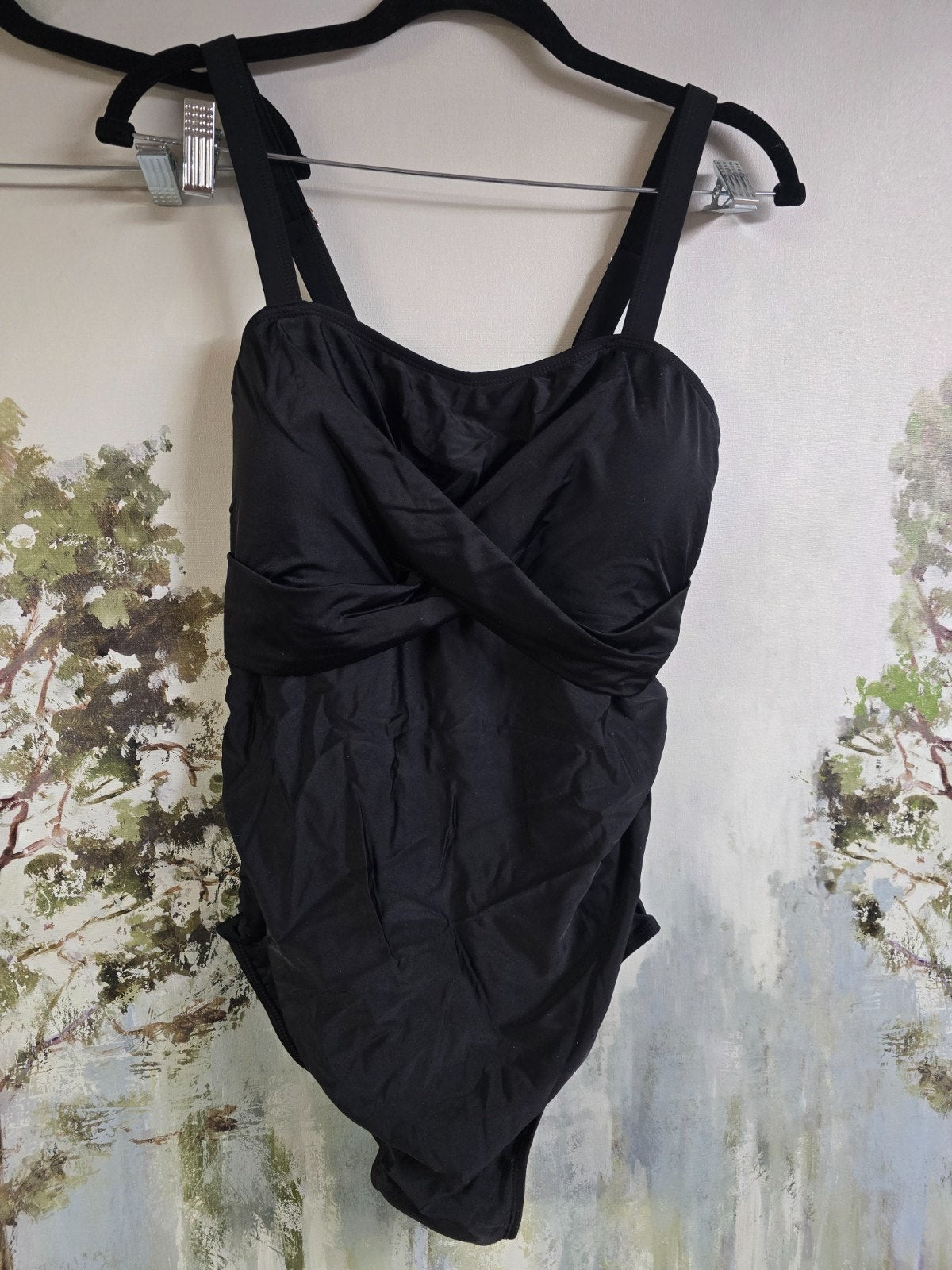 Aleumdr Halter Crisscross Ruched One Piece Swimsuit – Black – XL