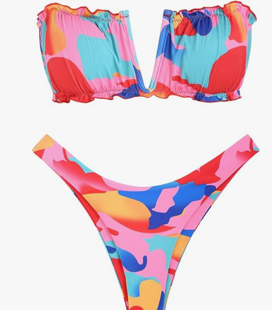 ZAFUL V-Wire Ruffle Bikini Set – Light Pink, Small – NWT