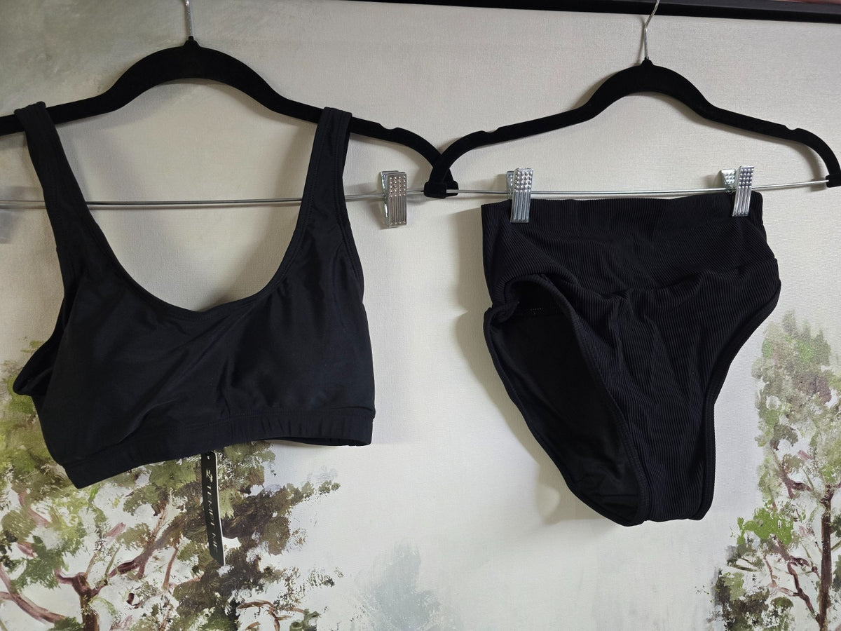 Tempt Me Scoop-Neck Bikini Set – Black, XS – NWT