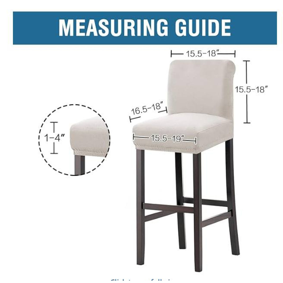H.VERSAILTEX 100% Waterproof Bar Stool Cover Stretch Counter Stool Pub Chair Slipcover