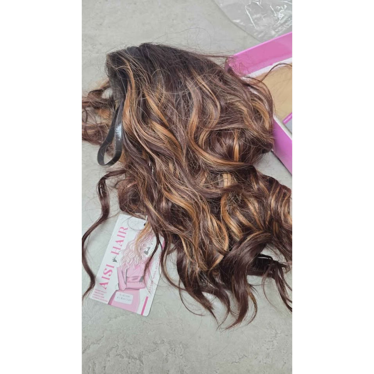 New AISI HAIR 14" Brown Chestnut Highlight Wig