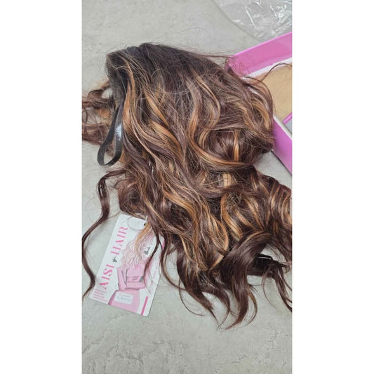 New AISI HAIR 14" Brown Chestnut Highlight Wig