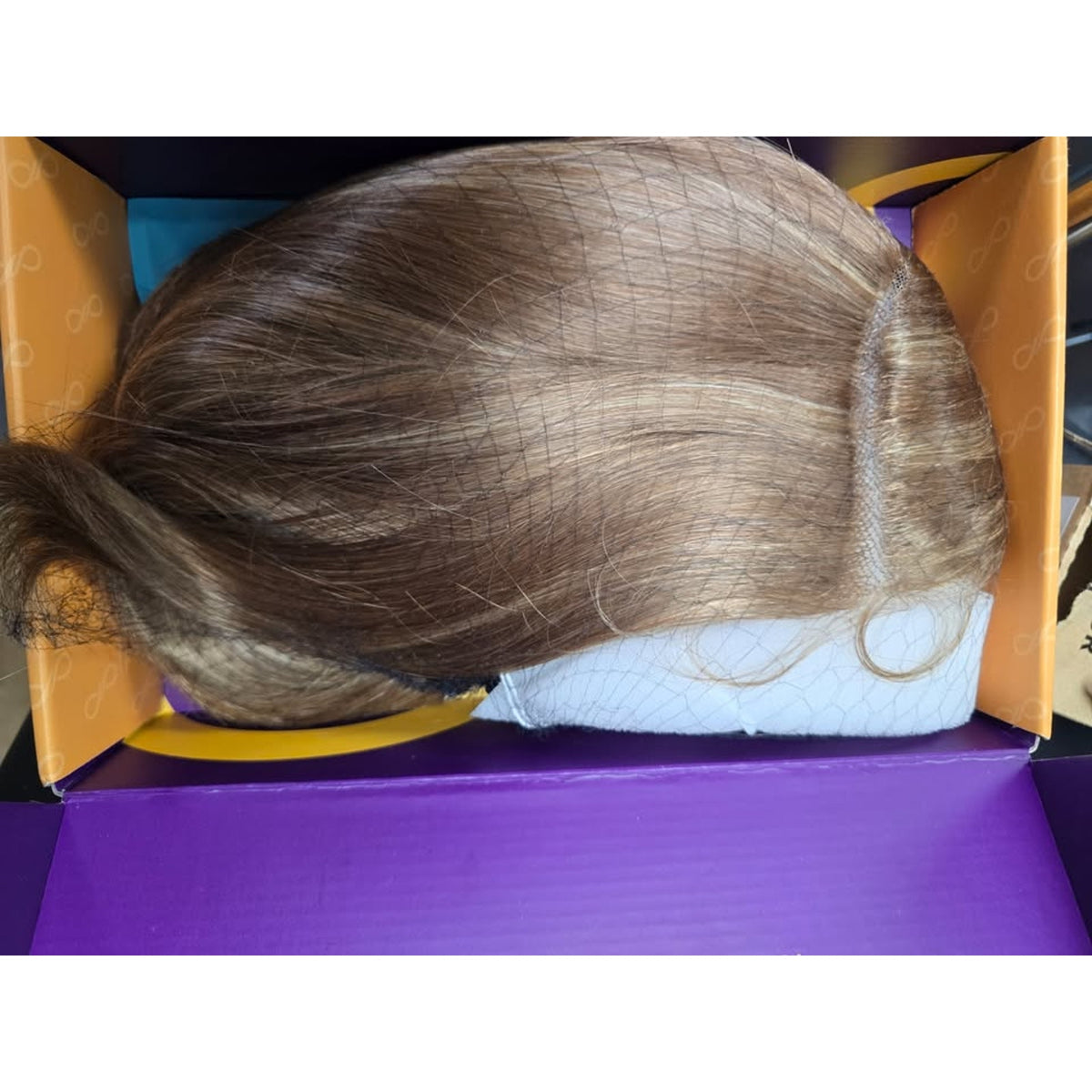 KOME Brown mix Blonde Lace Front Wig, Side Part Short Layered Straight Glueless Bob Wig 12IN