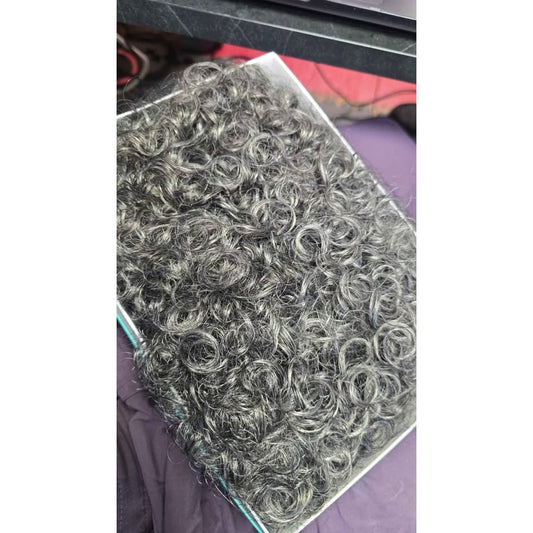 New HUA Grey Human Hair 8" Curly Wig