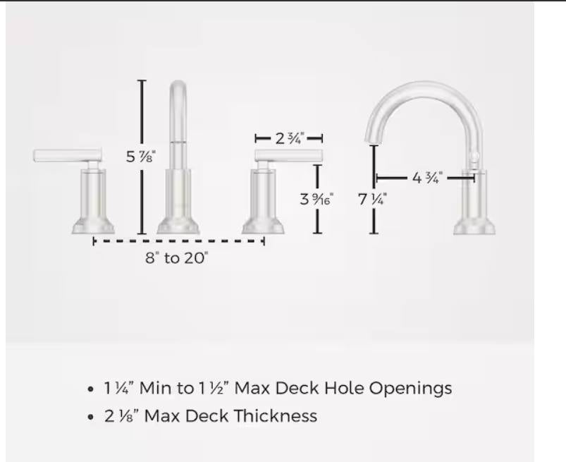 Pfister Capistrano 2-Handle 8" Widespread Bathroom Faucet Spot Defense Brushed Nickel - UNUSED